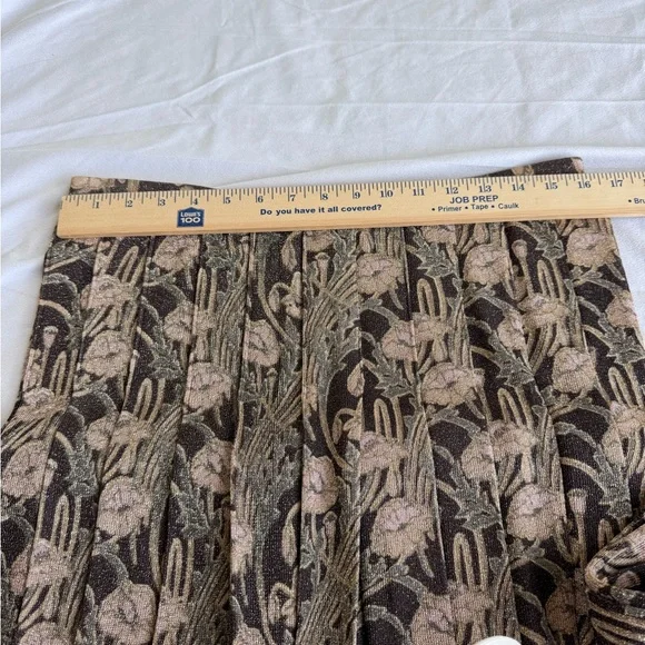 Tory Burch Tilly Skirt Womens Large Metallic Brown Tapestry‎ Floral Pleated Rib - Picture 7 of 7